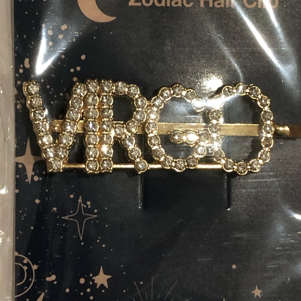 Gold plated zodiac virgo horoscope‎ astrology crystal Bedazzle bling hairclip